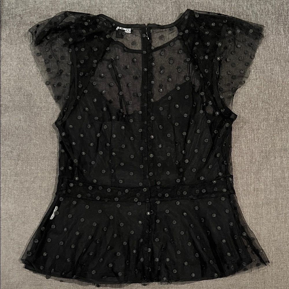 J. Crew Black Sheer Polka Dot Blouse - Picture 7 of 10
